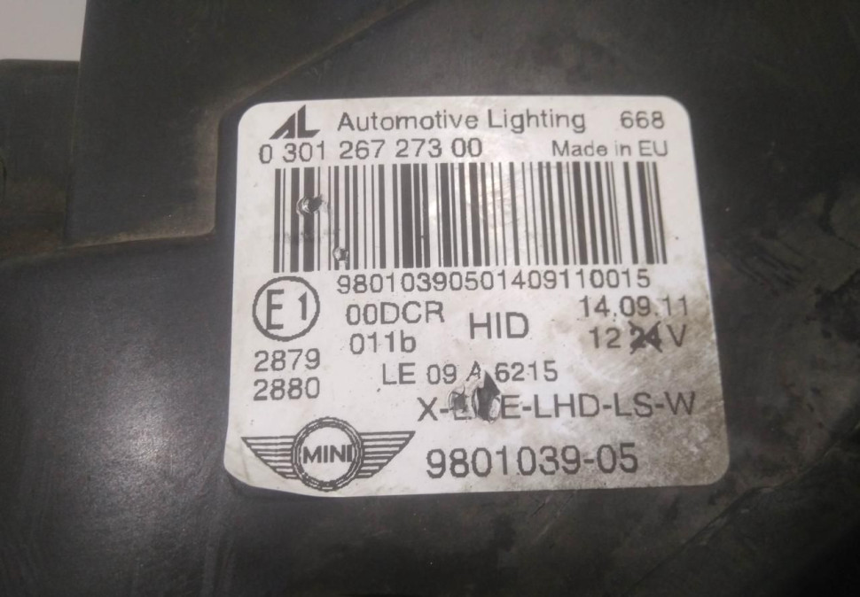 Фара ксенон левая бу Mini Cooper R60 OEM 63129807479 Фара ксенон левая бу Mini Cooper R60 OEM 63129807479