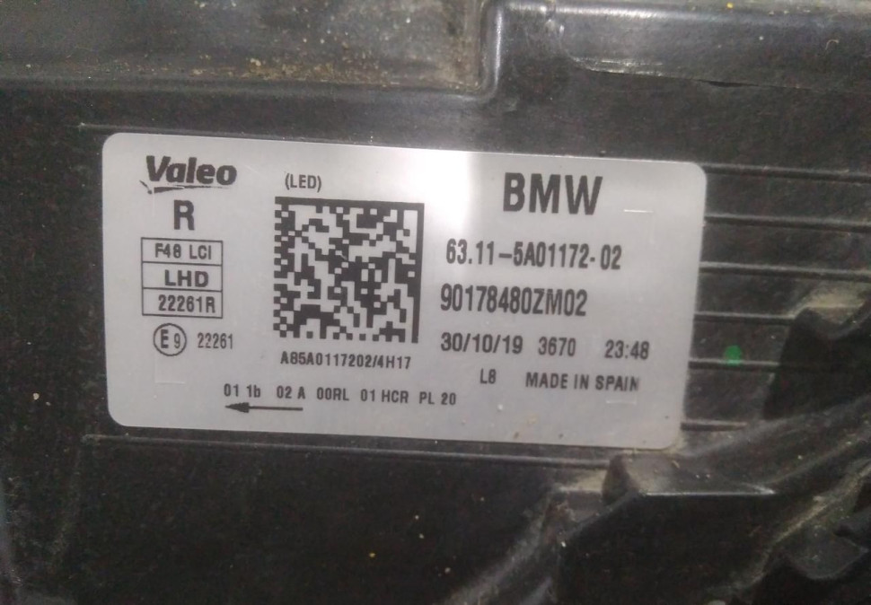 Фара ЛЭД LED правая бу BMW X1 F48 рестайлинг OEM 63119477812