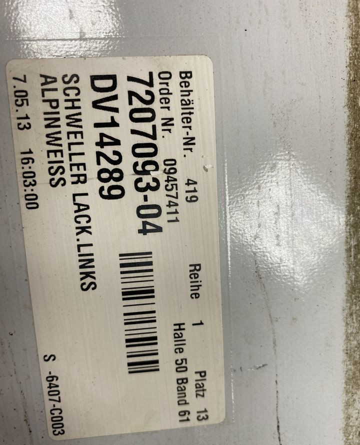 Порог левый BMW 5 F10 OEM 51777184773 7207093 Порог левый BMW 5 F10 OEM 51777184773 7207093