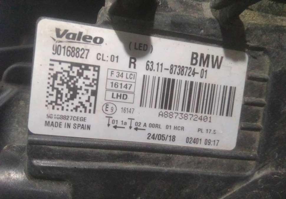 Фара ЛЭД LED правая бу BMW 3 F34 GT OEM 63117498926